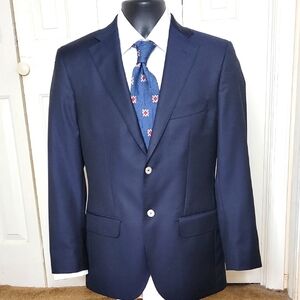 Luigi Bianchi Mantova Super 130's Blazer Size 36 R Navy Blue